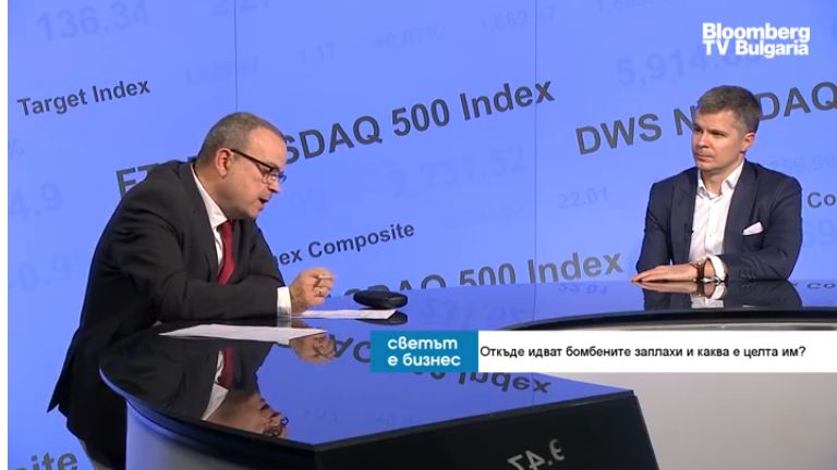 Alexander Sverdlov during the 30 March 2023 interview on Bloomberg TV Bulgaria